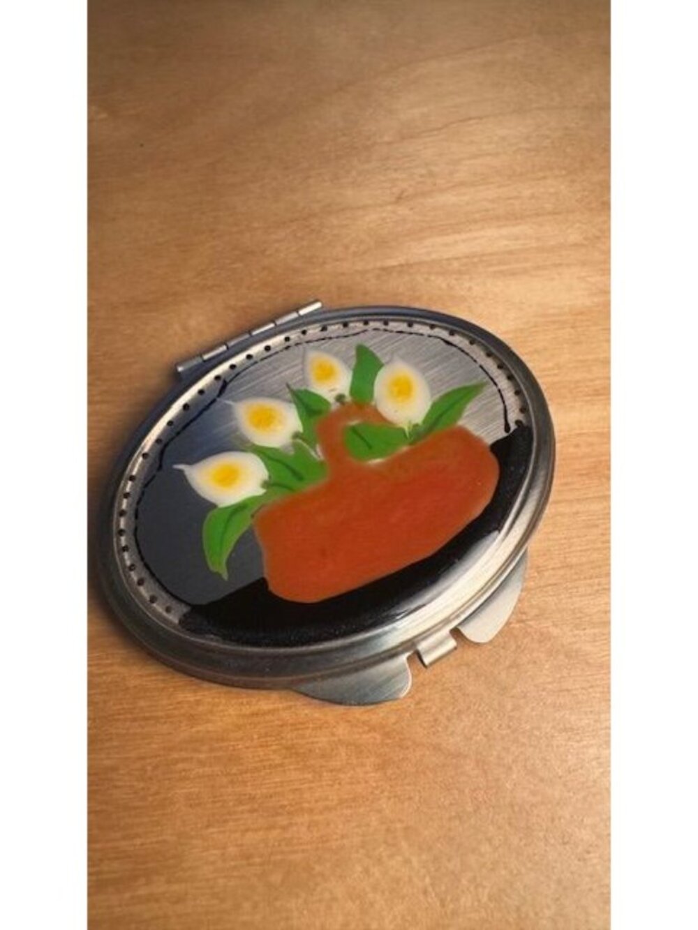 Ann Carol Compact/Pocket Mirror, enamel on metal